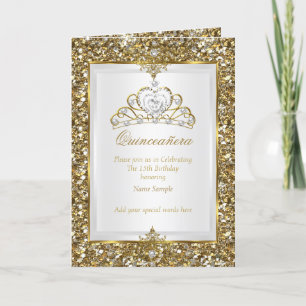 Quinceanera Goud Glitter Witte Parel Tiara Foto