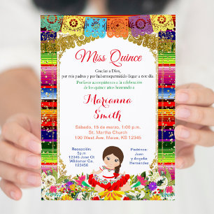 Quinceanera Goud Kleurrijk Mexicaans Miss Quince Kaart