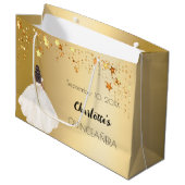 Quinceanera gouden sterren ivoren jurk groot cadeauzakje (Voorkant Gekanteld)