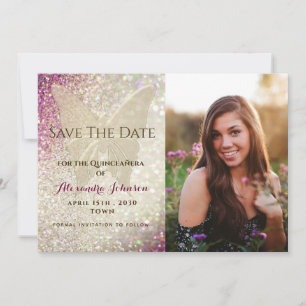 Quinceañera Gouden Vlinder Save The Date