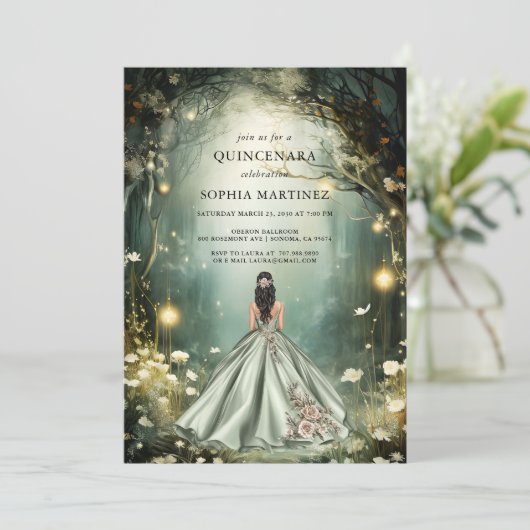 Quinceanera Gown Enchanted Forest Portal Kaart (Staand voorkant)