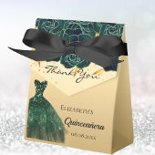 Quinceanera groen goud bloemenjurk dank u bedankdoosjes