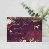 Quinceanera Hartelijk dank voor de Bourgogne Glitt Bedankkaart (Staand voorkant)