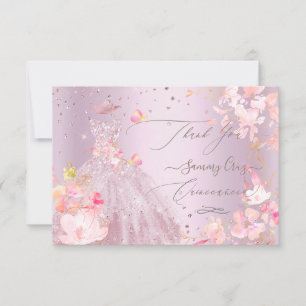 Quinceanera Hartelijk dank voor het Roos Glitter G Kaart