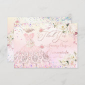 Quinceanera Hartelijk dank voor uw blush roze glit Kaart (Voorkant / Achterkant)