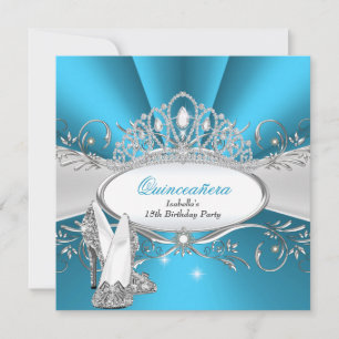 QUINCEANERA High Heels Blue Diamond Tiara Kaart