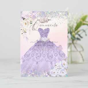 Quinceanera holografische droom stoffige paarse ju kaart