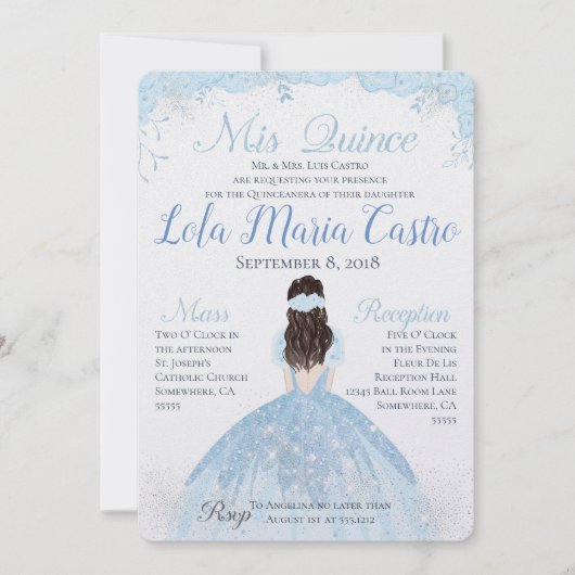 QUINCEANERA-INVITATIE KAART (Voorkant)