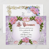 Quinceanera invitation 15e Anniversaire élégant (Devant / Derrière)