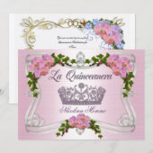 Quinceanera invitation 15e anniversaire élégante t (Devant / Derrière)