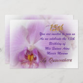 Quinceanera invitation 15e Anniversaire orchidée (Devant / Derrière)