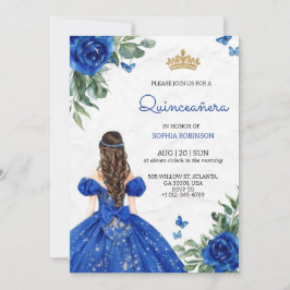 Quinceanera Invitation a girl wearing blue gown Kaart