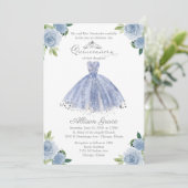 Quinceanera Invitation Bilingue Blue Blush Gown (Debout devant)