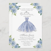 Quinceanera Invitation Bilingue Blue Blush Gown (Devant / Derrière)