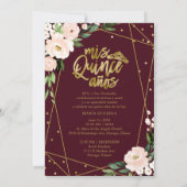 Quinceanera Invitation Bilingue Blush Bourgogne (Dos)