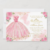 Quinceanera Invitation Bilingue Hot Pink Gown (Devant)