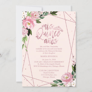 Quinceanera Invitation Bilingue Rose Blush