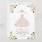 Quinceanera Invitation Bilingue Rose Blush Gown (Dos)