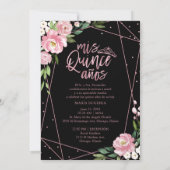Quinceanera Invitation Bilingue Rose Noir (Dos)