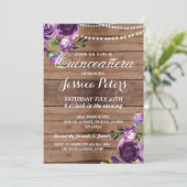 Quinceanera Invitation des fleurs de bois mauve 15 (Debout devant)