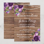 Quinceanera Invitation des fleurs de bois mauve 15 (Devant / Derrière)