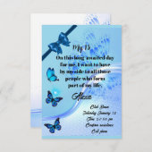 Quinceanera invitation digital butterfly blue (Devant / Derrière)