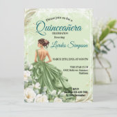  Quinceañera invitation Elegant Green (Debout devant)