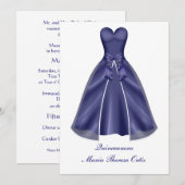 Quinceanera Invitation Élégant Invitation Blue Gow (Devant / Derrière)