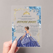 Quinceanera Invitation Emerald Blue robe Acrylique (In situ (ordinateur de poche))