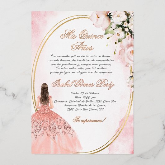 Quinceanera invitation en espagnol (Recto)