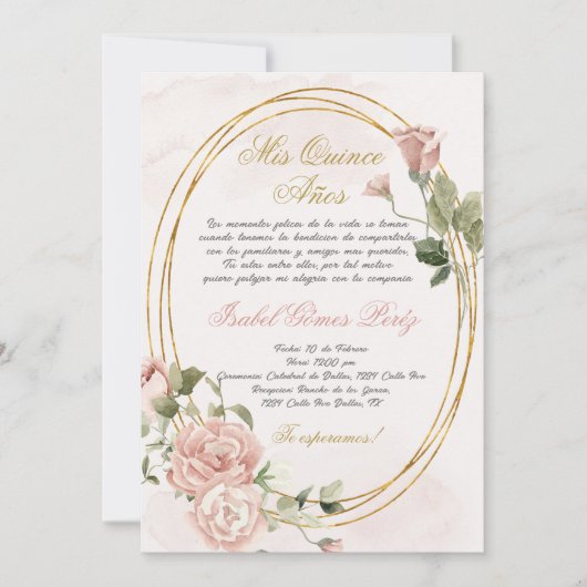 Quinceanera invitation en espagnol (Devant)