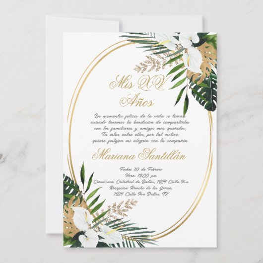 Quinceanera invitation en espagnol (Devant)