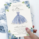 Quinceanera Invitation Espagne Blue Gown Floral<br><div class="desc">Quinceanera Invitation Espagne Blue Gown Floral</div>