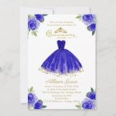 Quinceanera Invitation Espagne Royal Blue Gown (Devant)