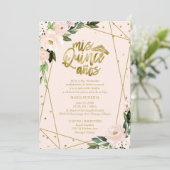Quinceanera Invitation Espagnol Blush Gold Foil (Debout devant)