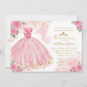 Quinceanera Invitation Espagnol Hot rose Or (Devant)