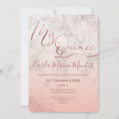 Quinceanera invitation Faux or rose, coing (Devant)
