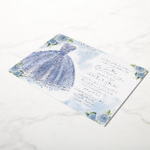 Quinceanera Invitation Floral Blue Gown Argent (Rotation)