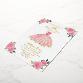 Quinceanera Invitation Floral Hot rose Gown (Rotation)