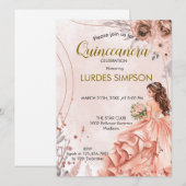  Quinceañera invitation Floral Rose (Devant / Derrière)
