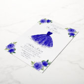 Quinceanera Invitation Floral Royal Blue Gown (Rotation)