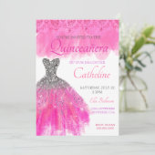 Quinceanera Invitation fuscia15e anniversaire (Debout devant)