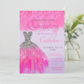 Quinceanera Invitation fuscia15e anniversaire (Debout devant)