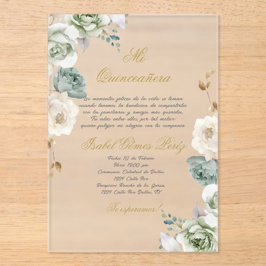 Quinceanera invitation in Spanish Acryl Uitnodigingen (Voorkant)