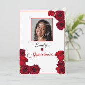 Quinceanera Invitation Jolie Roses Rouges (Debout devant)