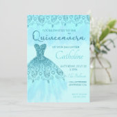 Quinceanera Invitation Parties scintillant turquoi (Debout devant)