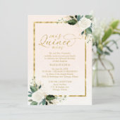 Quinceanera Invitation Pink Gold Foil Floral (Debout devant)