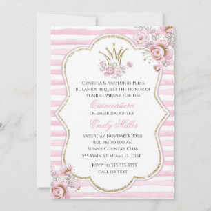 Quinceañera invitation princesse fleurie or rose