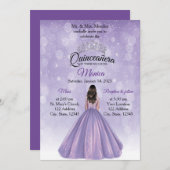 Quinceañera invitation Purple et Silver (Devant / Derrière)