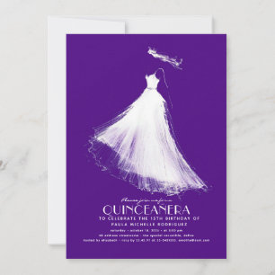 Quinceañera Invitation Purple Moderne Romantique